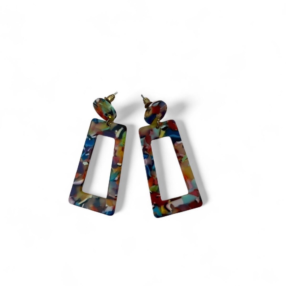 Multicolor Geometric Drop Earrings